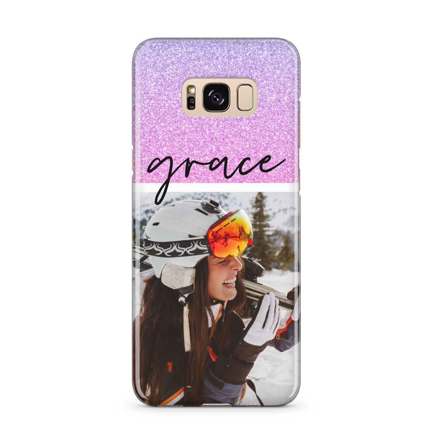 Glitter Personalised Photo Upload Name Samsung Galaxy S8 Plus Case