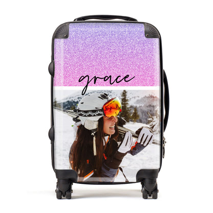 Glitter Personalised Photo Upload Name Suitcase