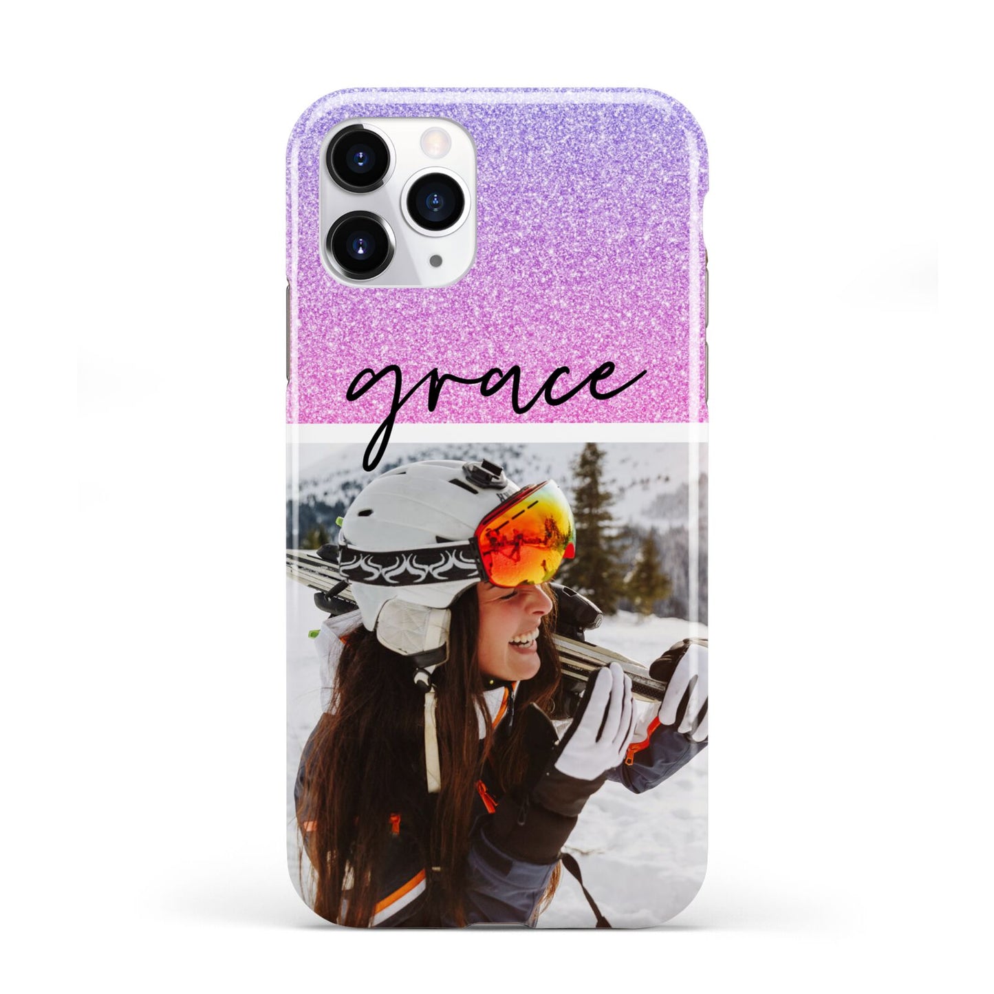 Glitter Personalised Photo Upload Name iPhone 11 Pro 3D Tough Case