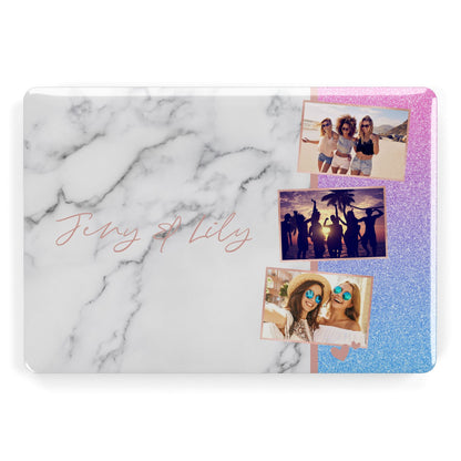 Glitter and Marble Photo Upload with Text Apple MacBook Case