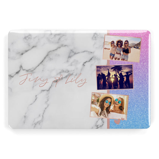 Glitter and Marble Photo Upload with Text Apple MacBook Case