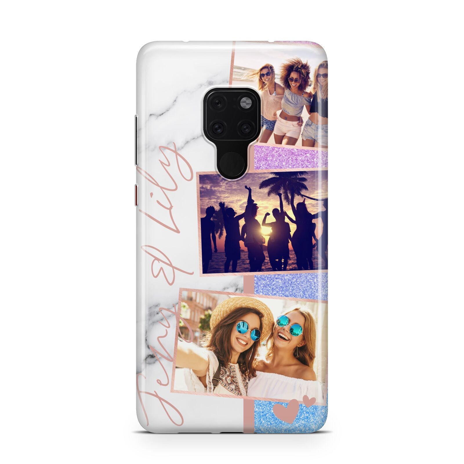 Glitter and Marble Photo Upload with Text Huawei Mate 20 Phone Case