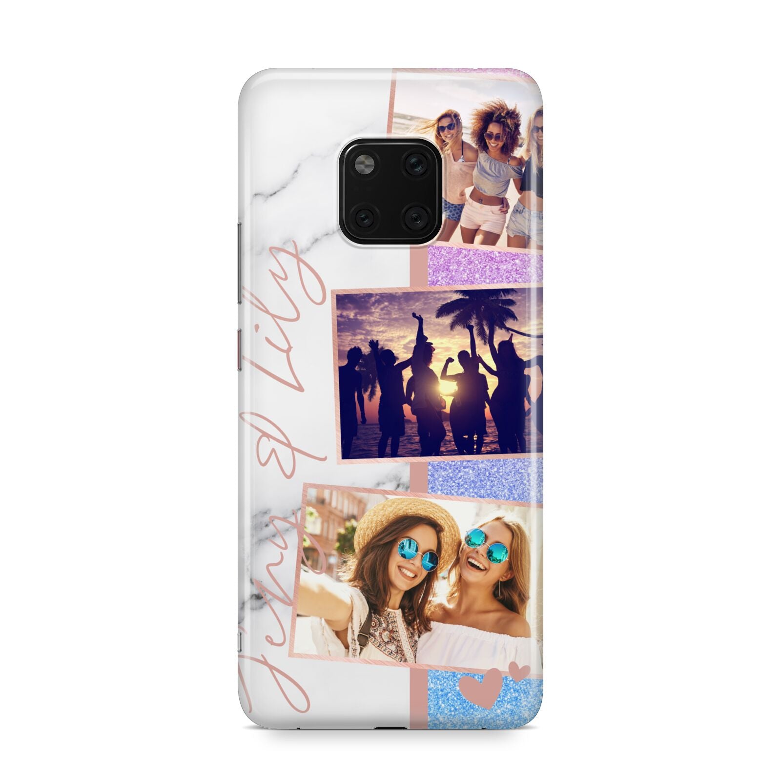 Glitter and Marble Photo Upload with Text Huawei Mate 20 Pro Phone Case