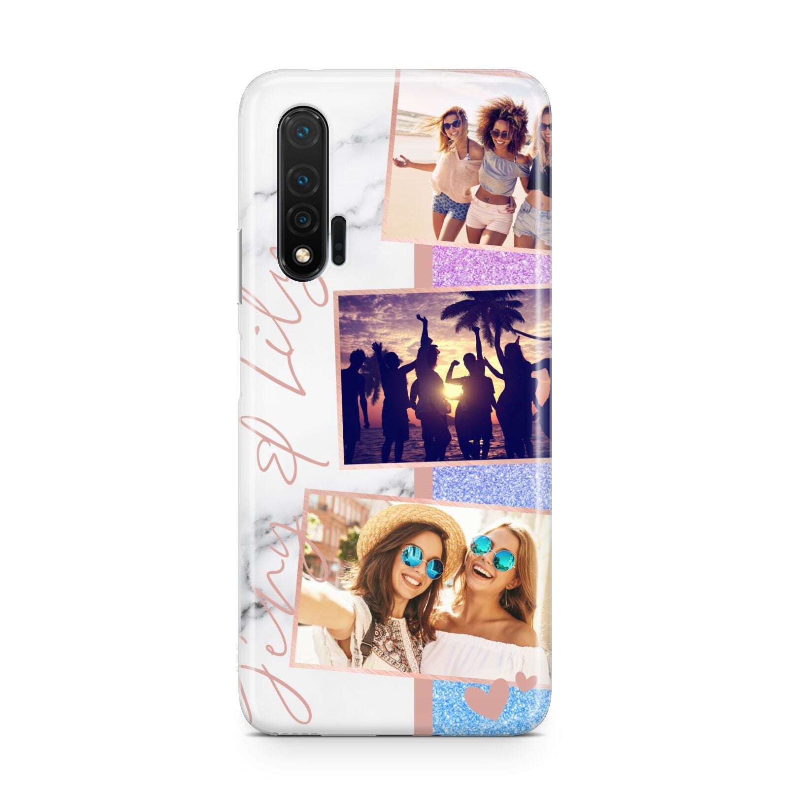 Glitter and Marble Photo Upload with Text Huawei Nova 6 Phone Case