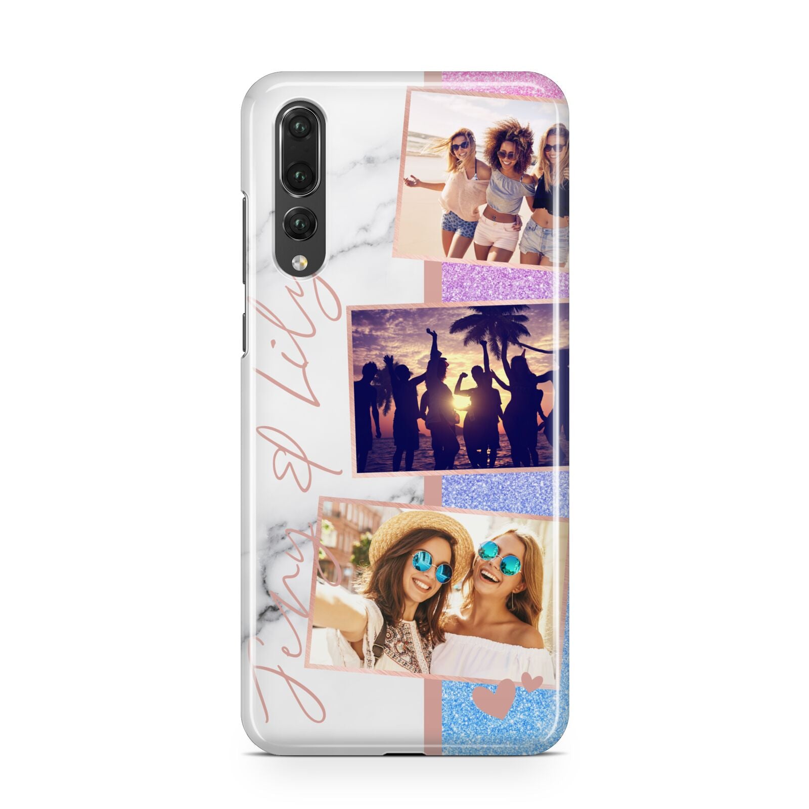 Glitter and Marble Photo Upload with Text Huawei P20 Pro Phone Case