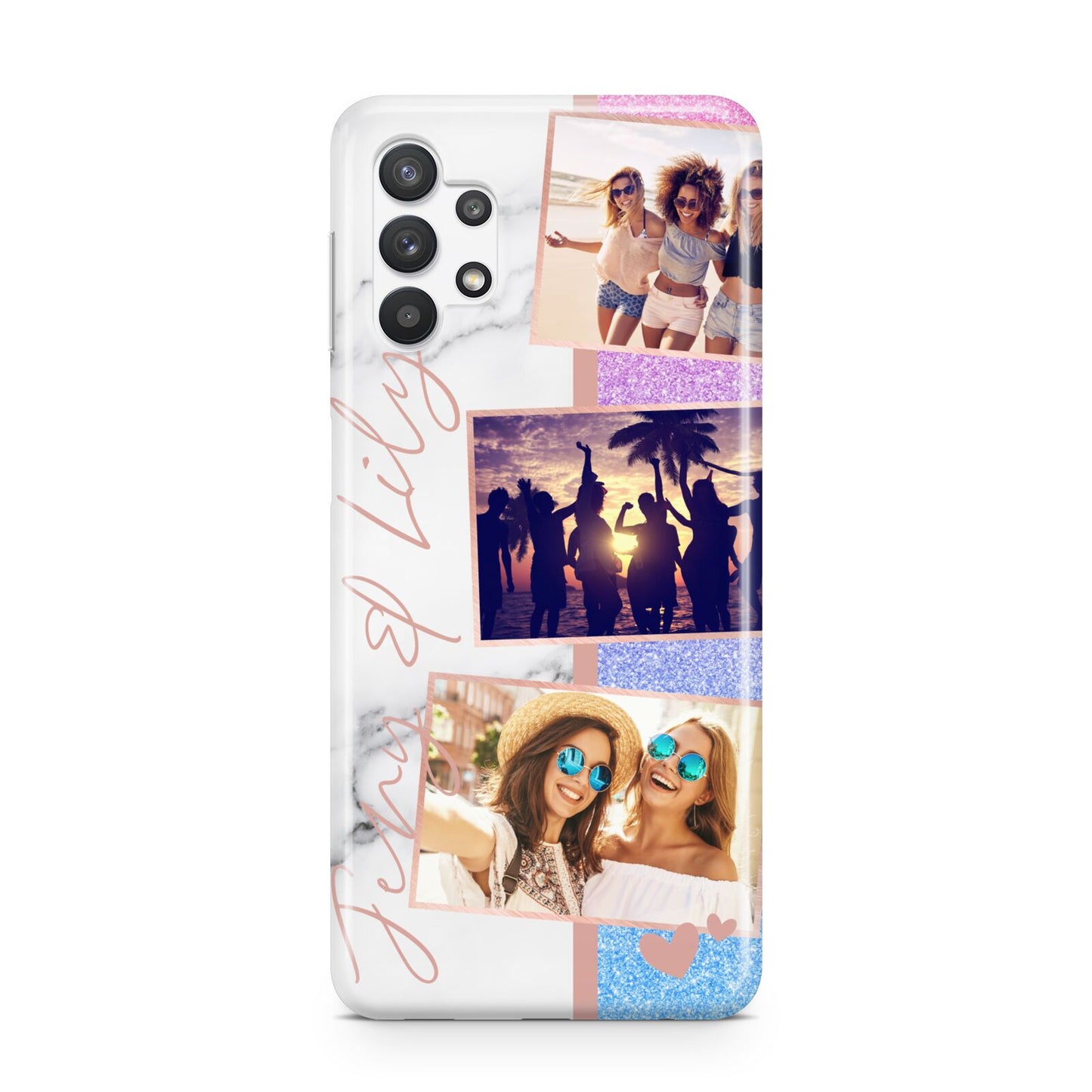 Glitter and Marble Photo Upload with Text Samsung A32 5G Case