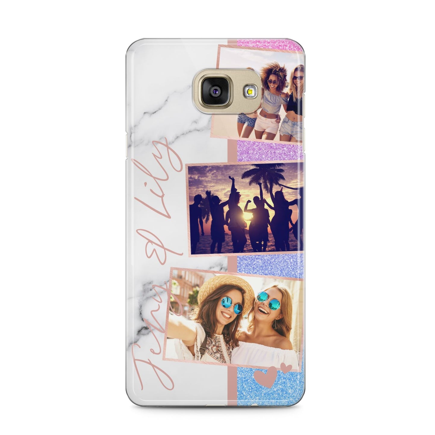 Glitter and Marble Photo Upload with Text Samsung Galaxy A5 2016 Case on gold phone
