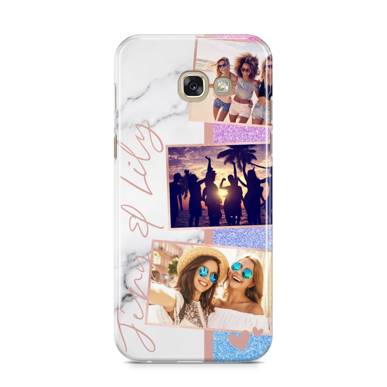 Glitter and Marble Photo Upload with Text Samsung Galaxy A5 2017 Case on gold phone