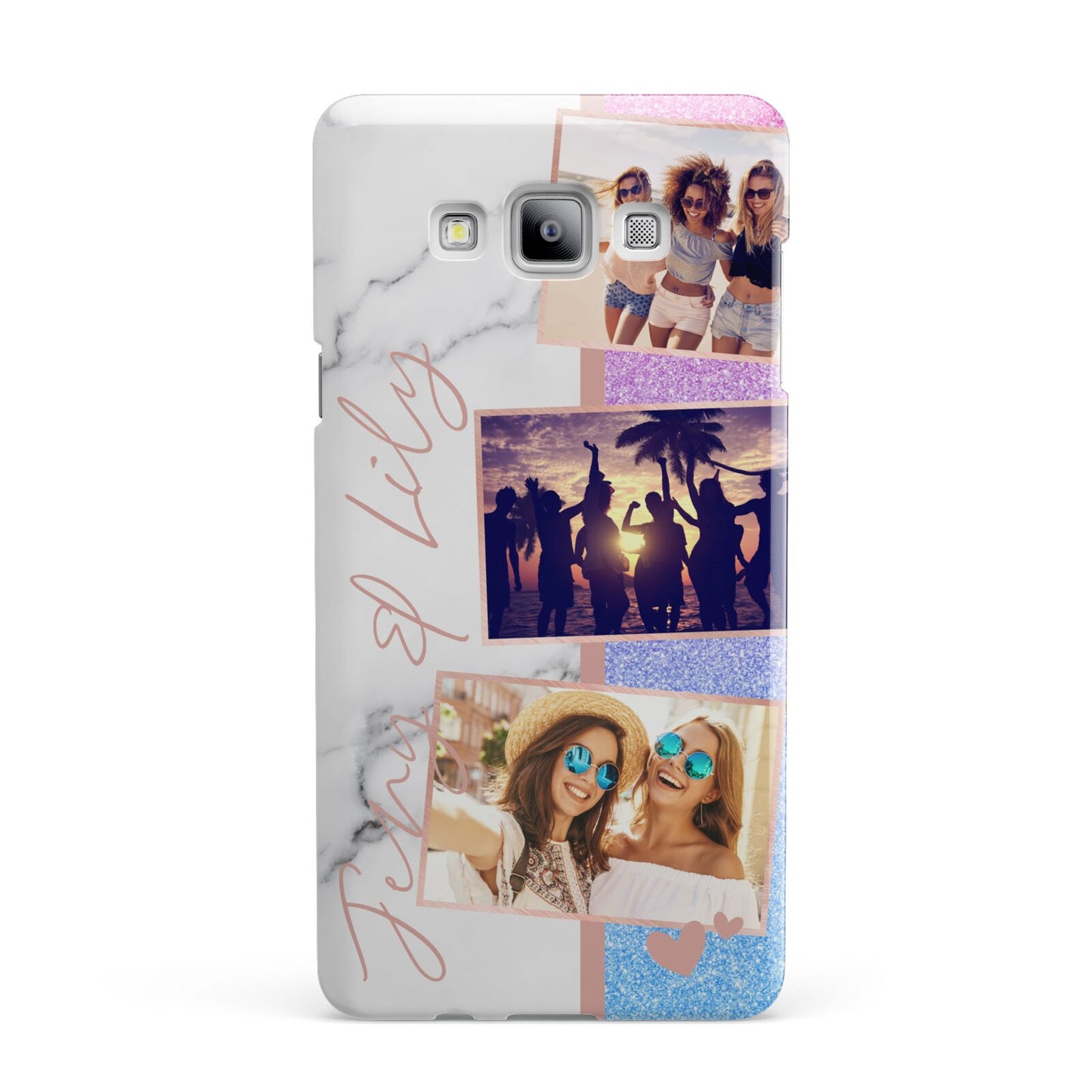 Glitter and Marble Photo Upload with Text Samsung Galaxy A7 2015 Case
