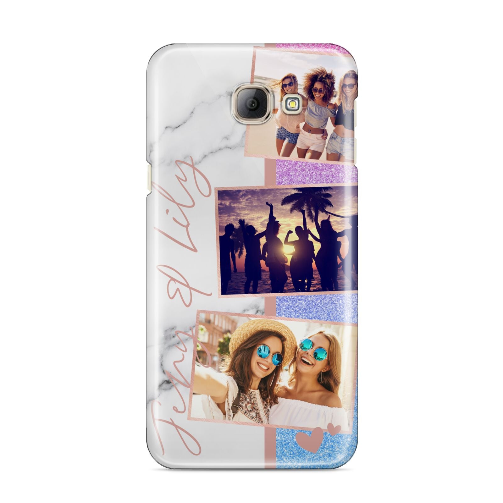 Glitter and Marble Photo Upload with Text Samsung Galaxy A8 2016 Case