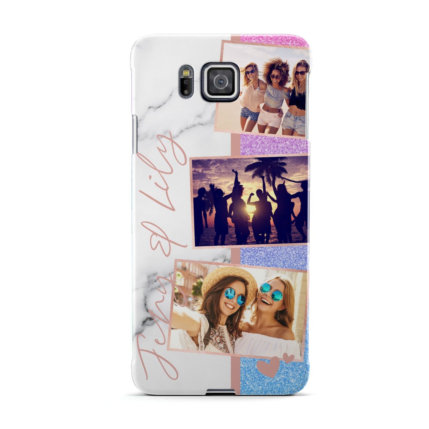Glitter and Marble Photo Upload with Text Samsung Galaxy Alpha Case