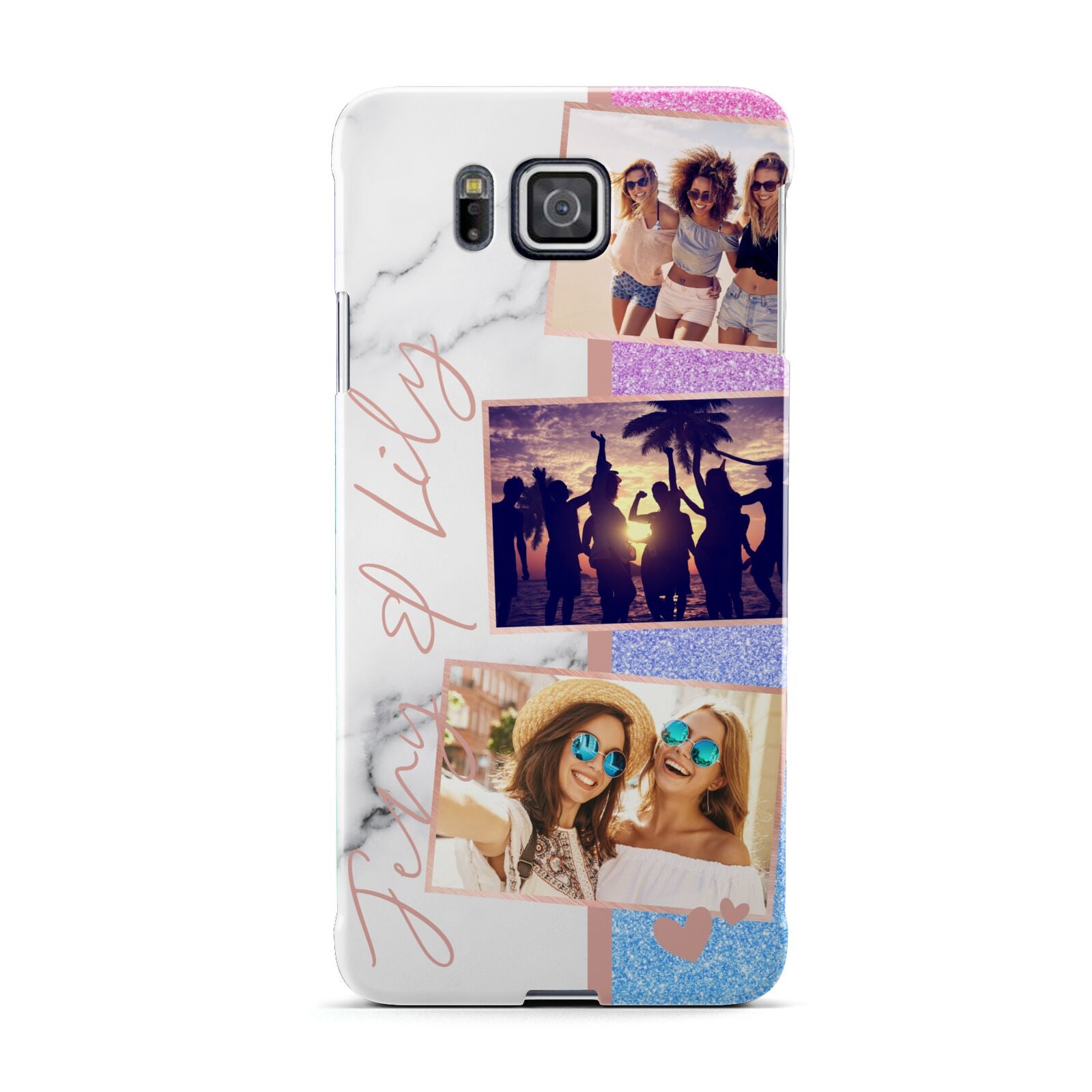 Glitter and Marble Photo Upload with Text Samsung Galaxy Alpha Case