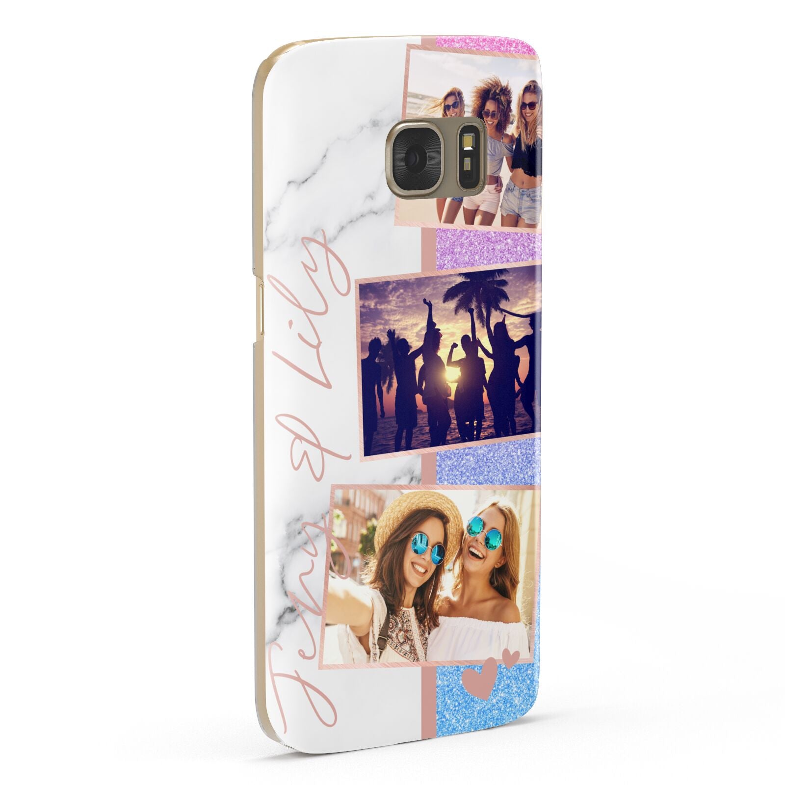 Glitter and Marble Photo Upload with Text Samsung Galaxy Case Fourty Five Degrees