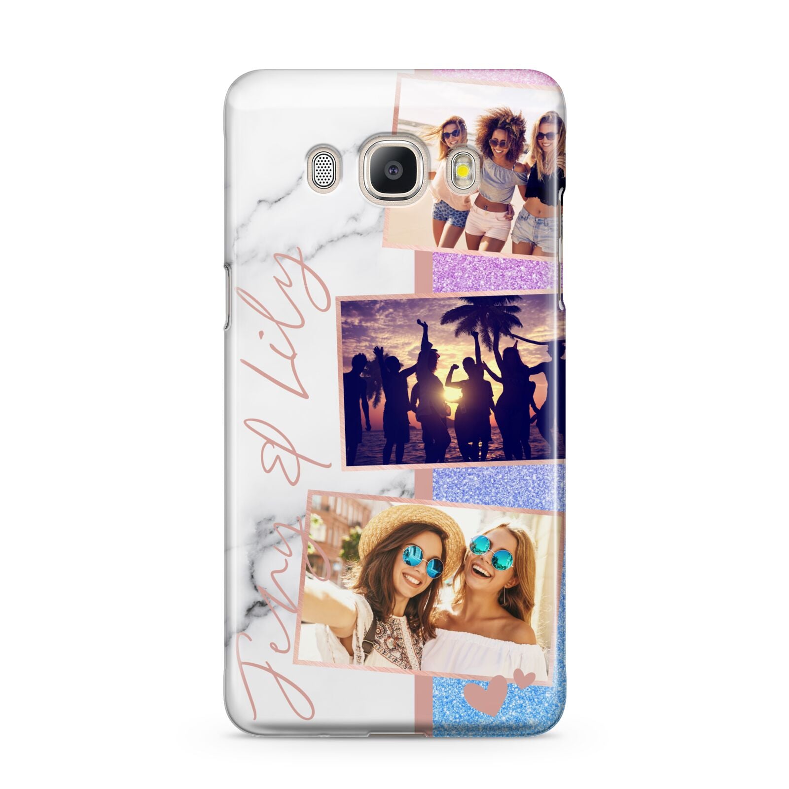 Glitter and Marble Photo Upload with Text Samsung Galaxy J5 2016 Case