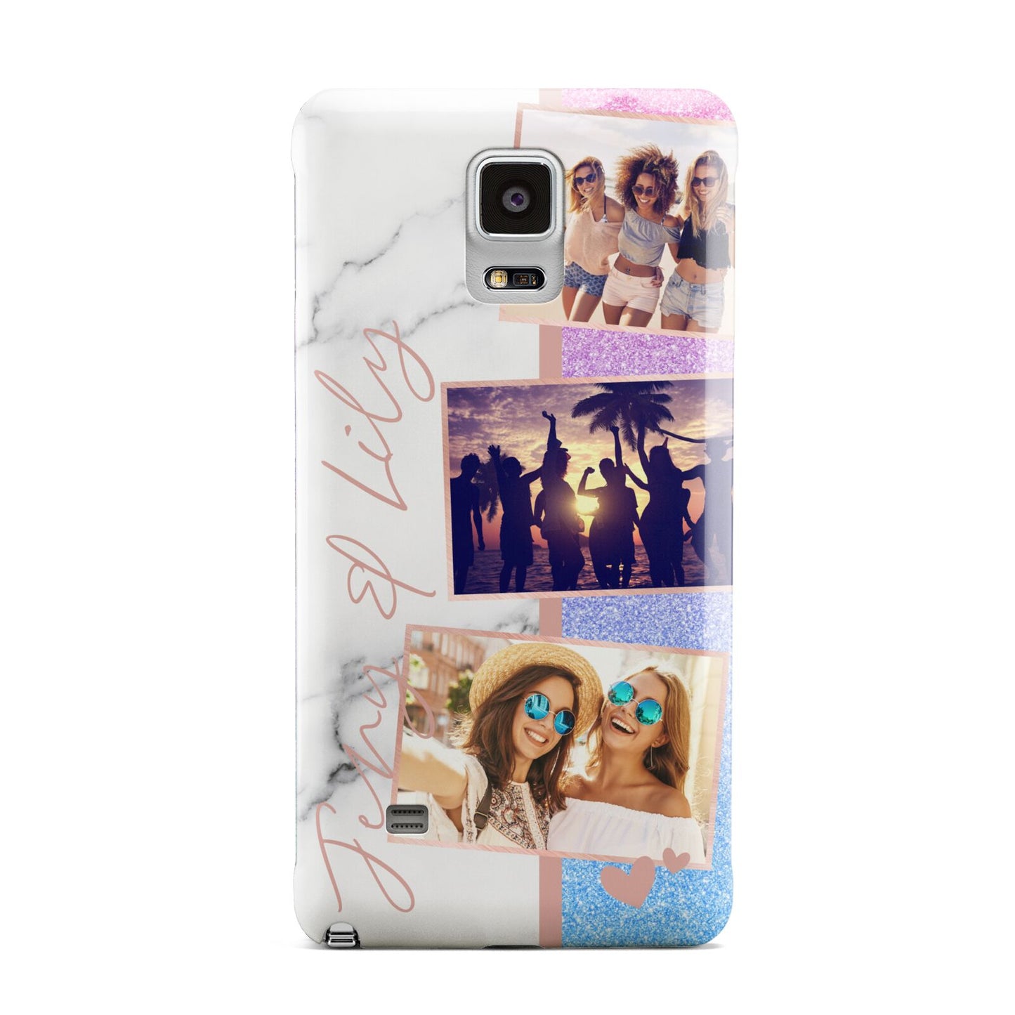 Glitter and Marble Photo Upload with Text Samsung Galaxy Note 4 Case