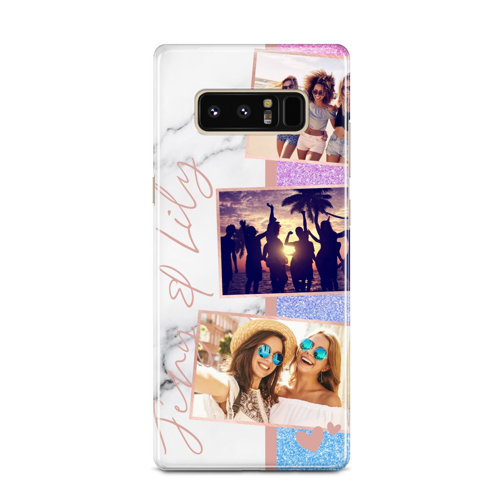 Glitter and Marble Photo Upload with Text Samsung Galaxy Note 8 Case