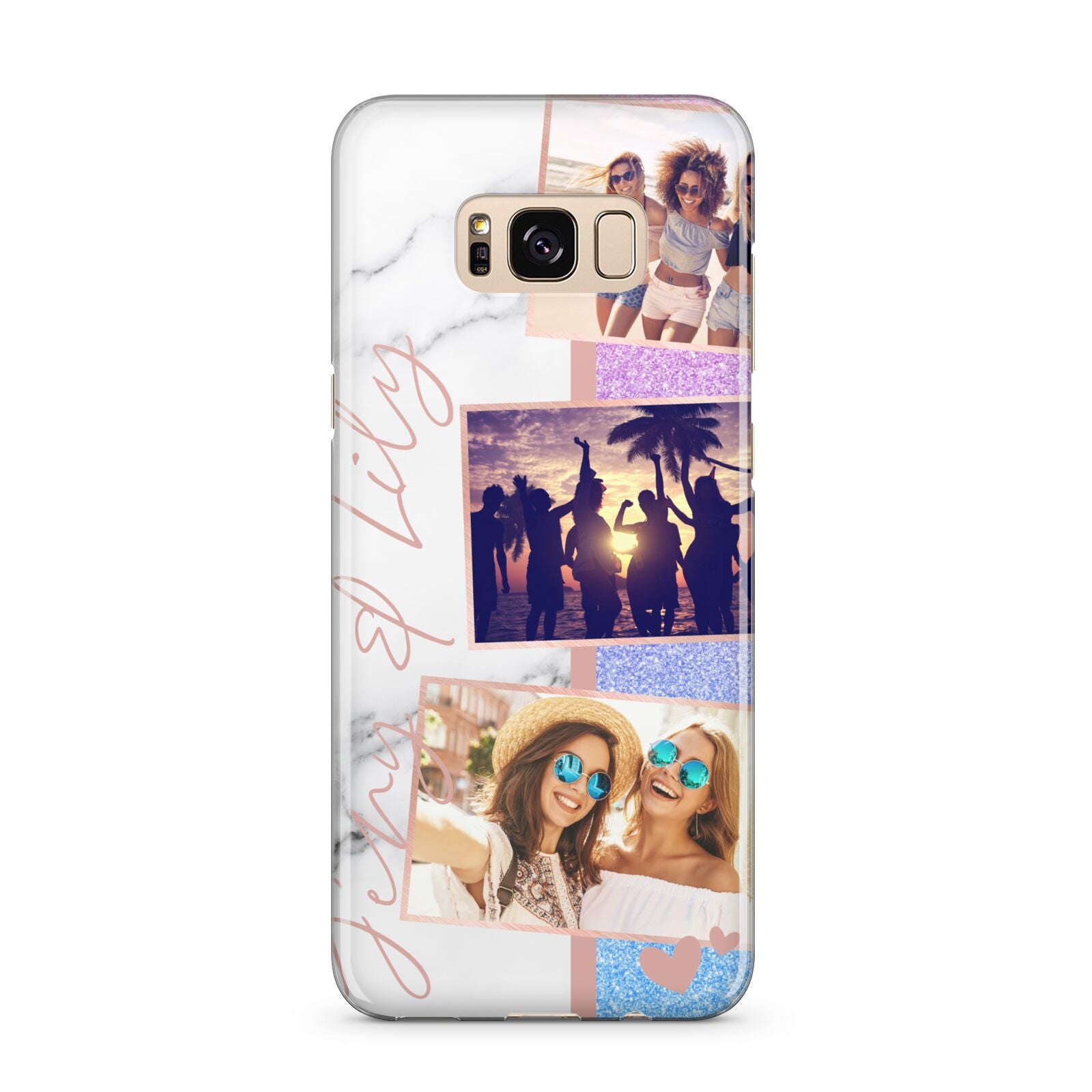 Glitter and Marble Photo Upload with Text Samsung Galaxy S8 Plus Case