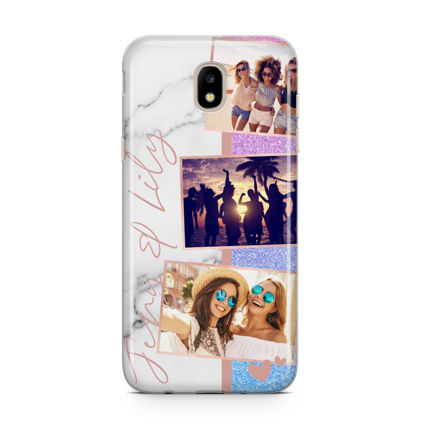 Glitter and Marble Photo Upload with Text Samsung J5 2017 Case