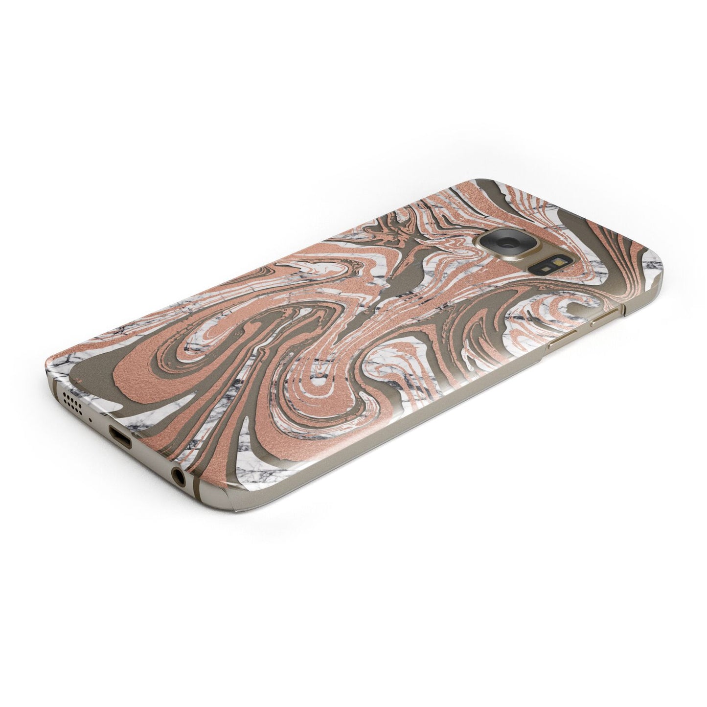 Gold And White Marble Protective Samsung Galaxy Case Angled Image