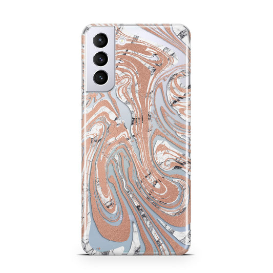 Gold And White Marble Samsung S21 Plus Phone Case