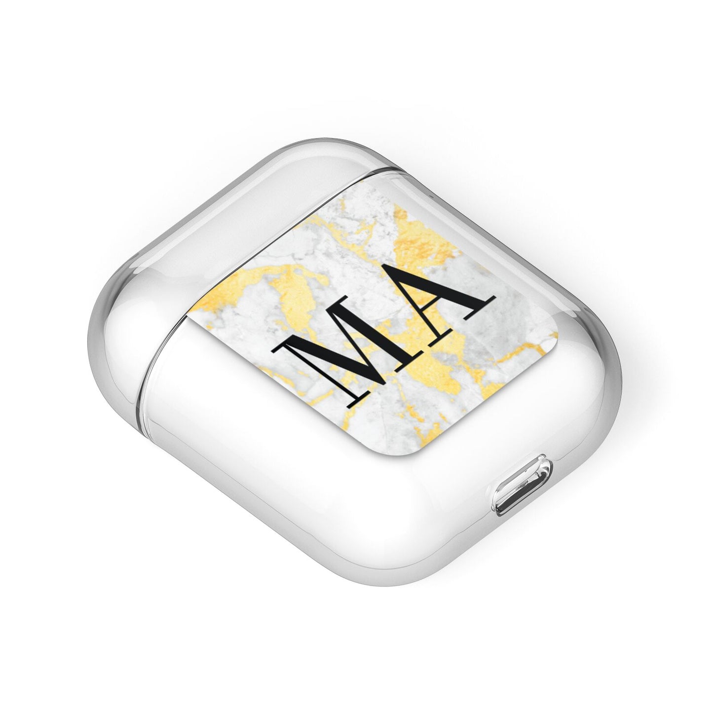 Gold Marble Custom Initials AirPods Case Laid Flat