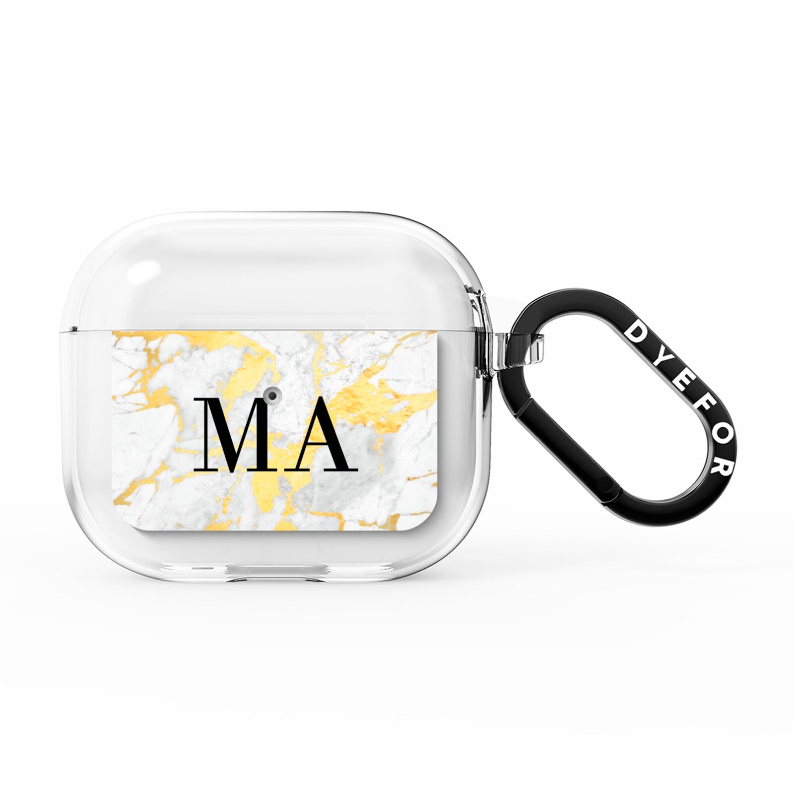 Gold Marble Custom Initials AirPods Clear Case 3rd Gen