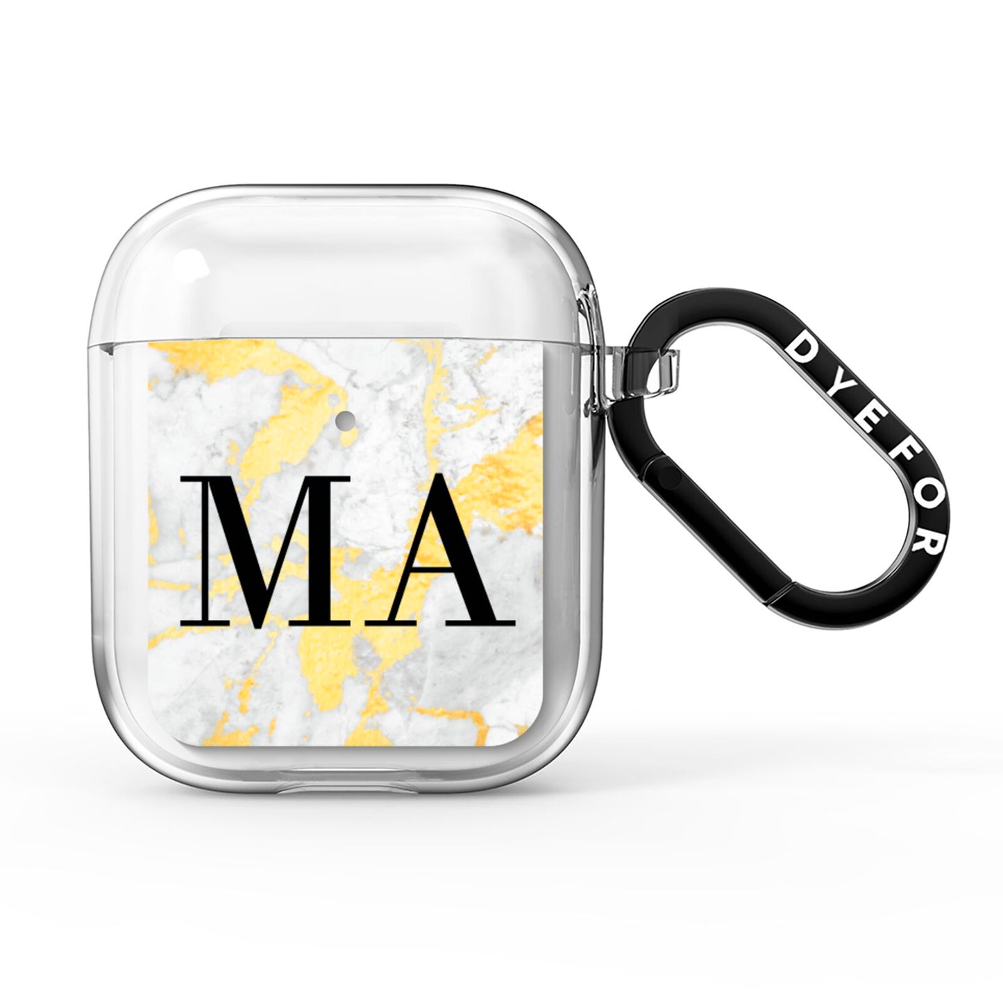 Gold Marble Custom Initials AirPods Clear Case