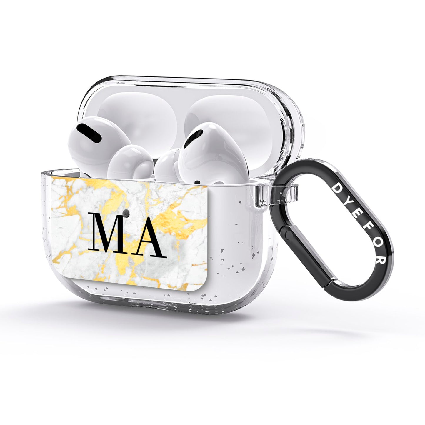 Gold Marble Custom Initials AirPods Glitter Case 3rd Gen Side Image