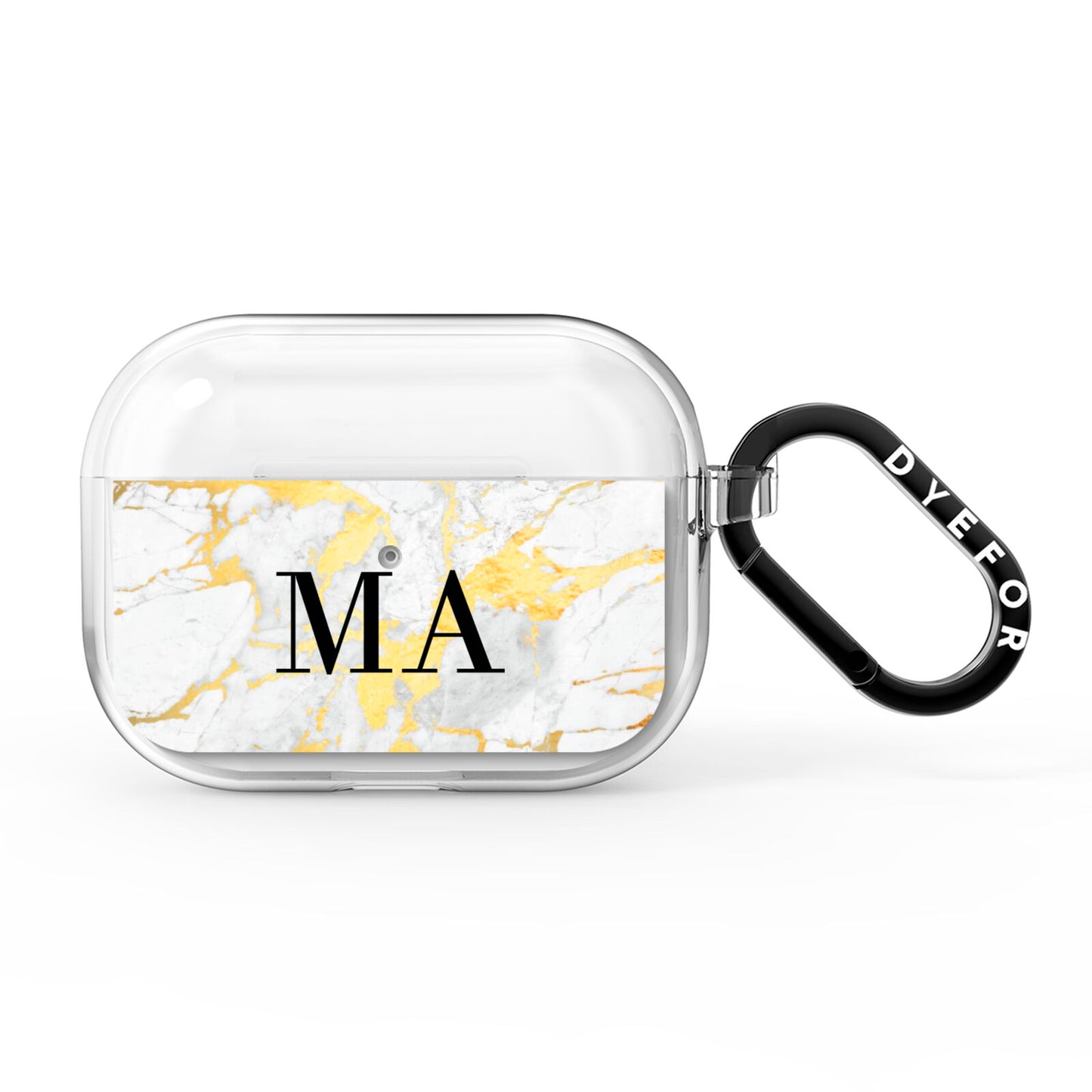 Gold Marble Custom Initials AirPods Pro Clear Case