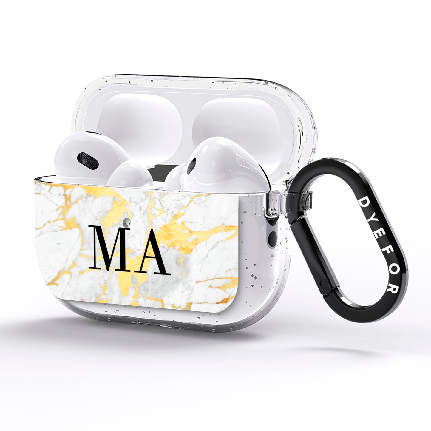 Gold Marble Custom Initials AirPods Pro Glitter Case Side Image