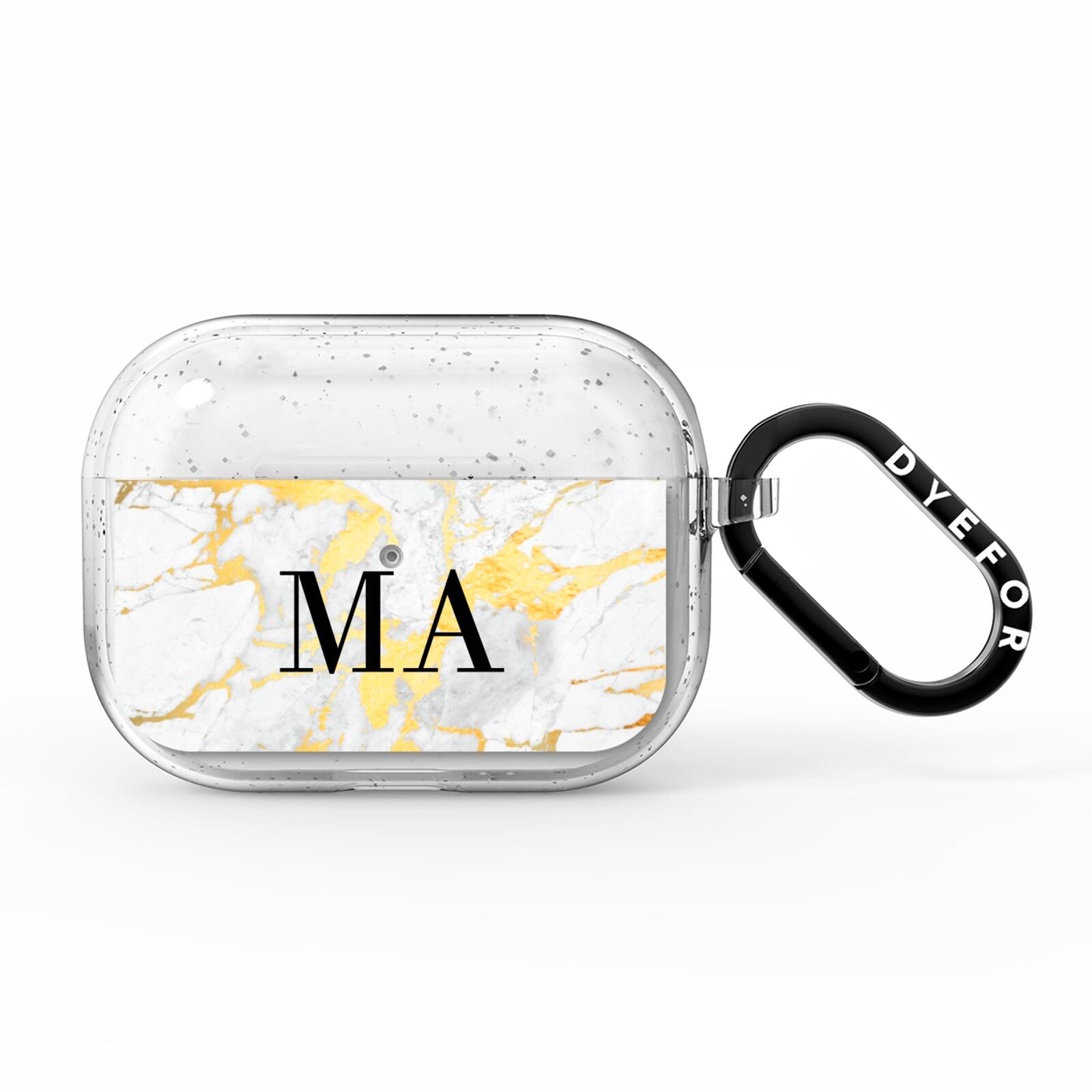 Gold Marble Custom Initials AirPods Pro Glitter Case