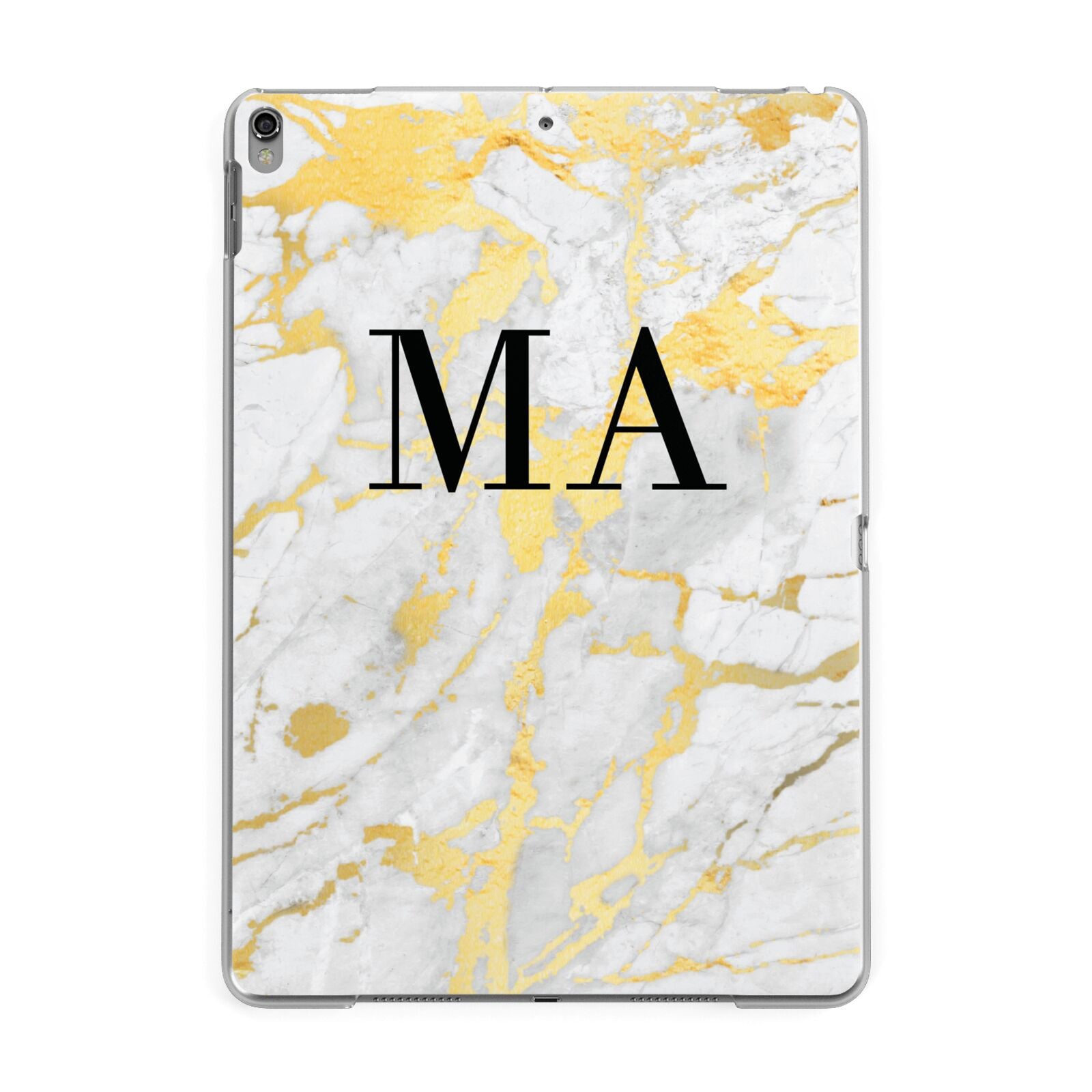 Gold Marble Custom Initials Apple iPad Grey Case