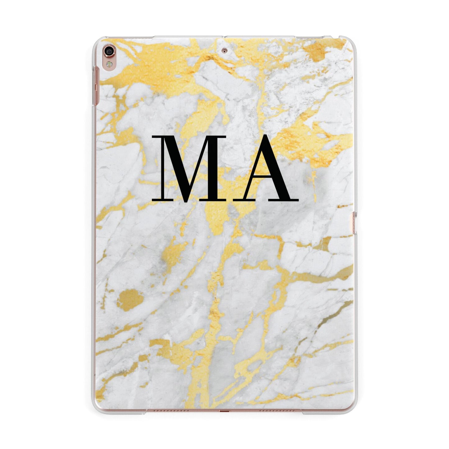 Gold Marble Custom Initials Apple iPad Rose Gold Case