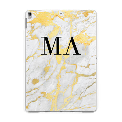 Gold Marble Custom Initials Apple iPad Silver Case