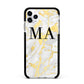 Gold Marble Custom Initials Apple iPhone 11 Pro Max in Silver with Black Impact Case