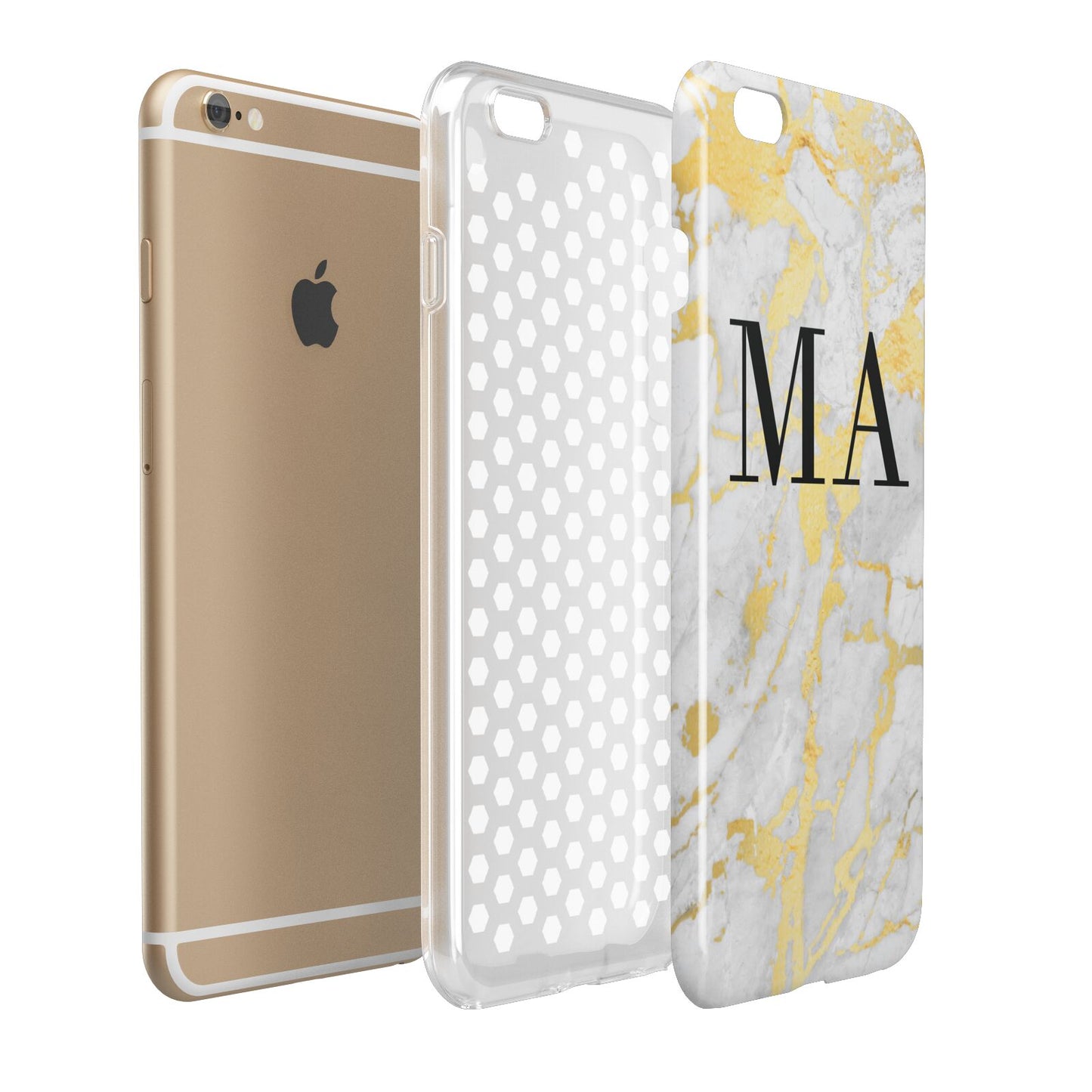Gold Marble Custom Initials Apple iPhone 6 Plus 3D Tough Case Expand Detail Image