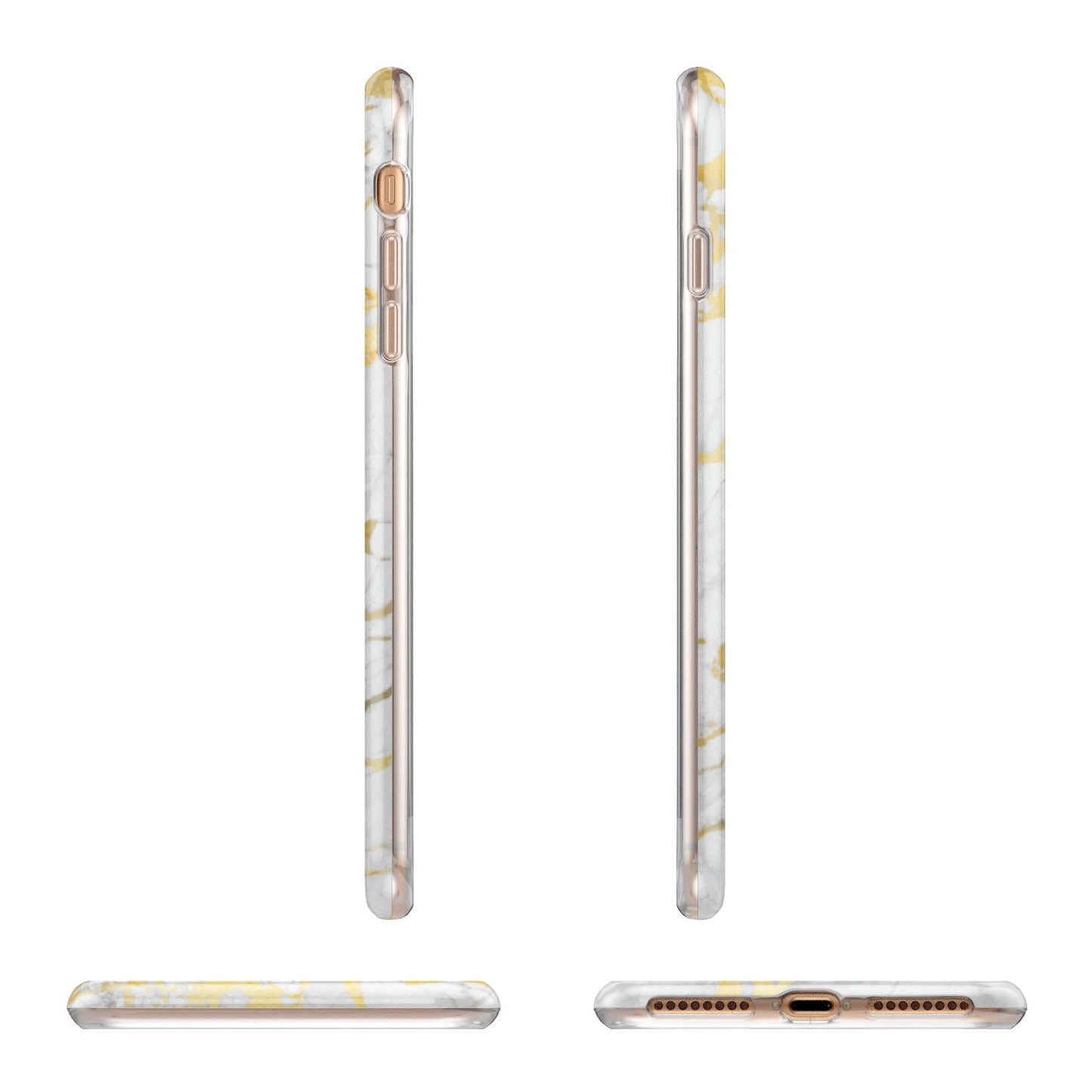 Gold Marble Custom Initials Apple iPhone 7 8 Plus 3D Wrap Tough Case Alternative Image Angles