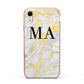 Gold Marble Custom Initials Apple iPhone XR Impact Case Pink Edge on Silver Phone