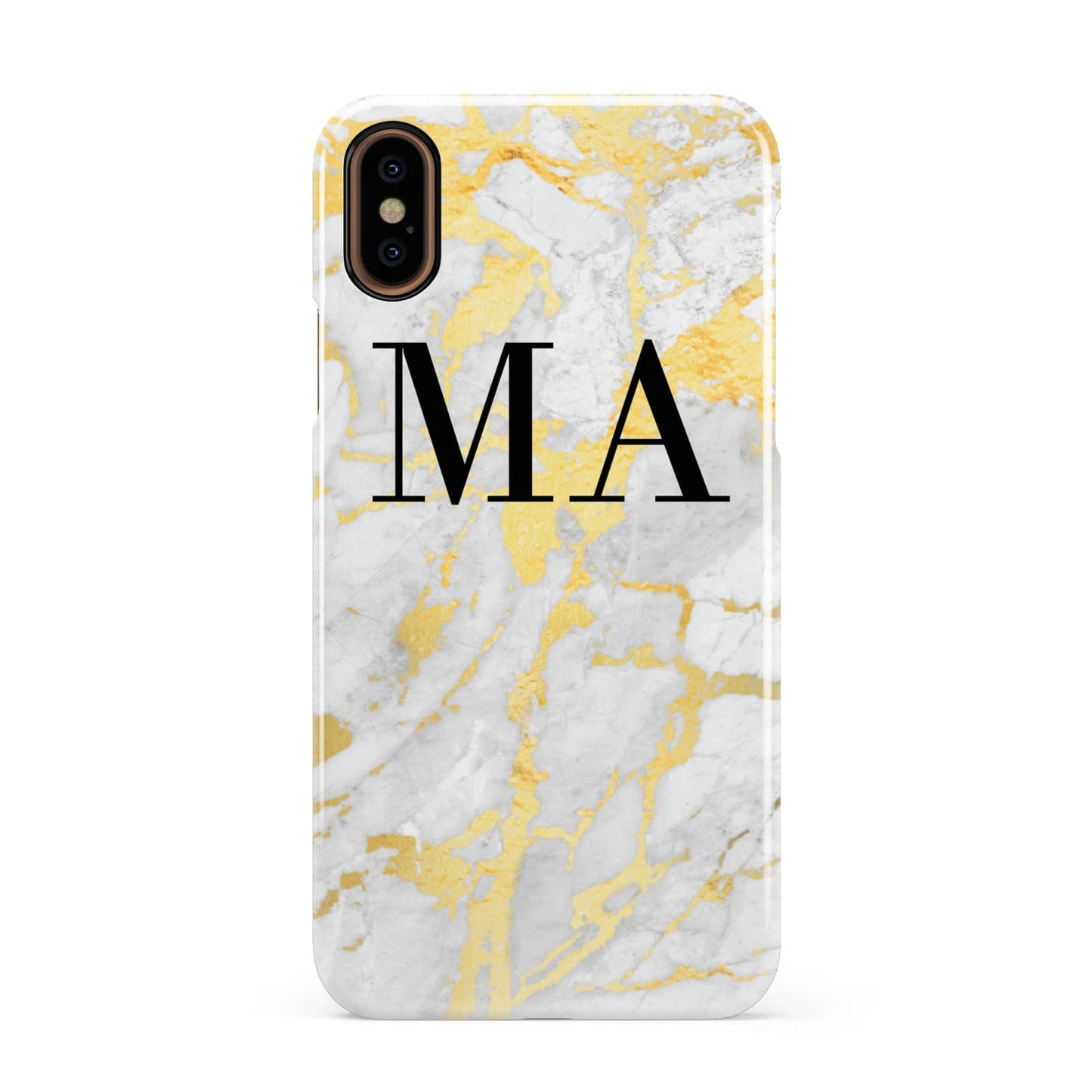 Gold Marble Custom Initials Apple iPhone XS 3D Snap Case