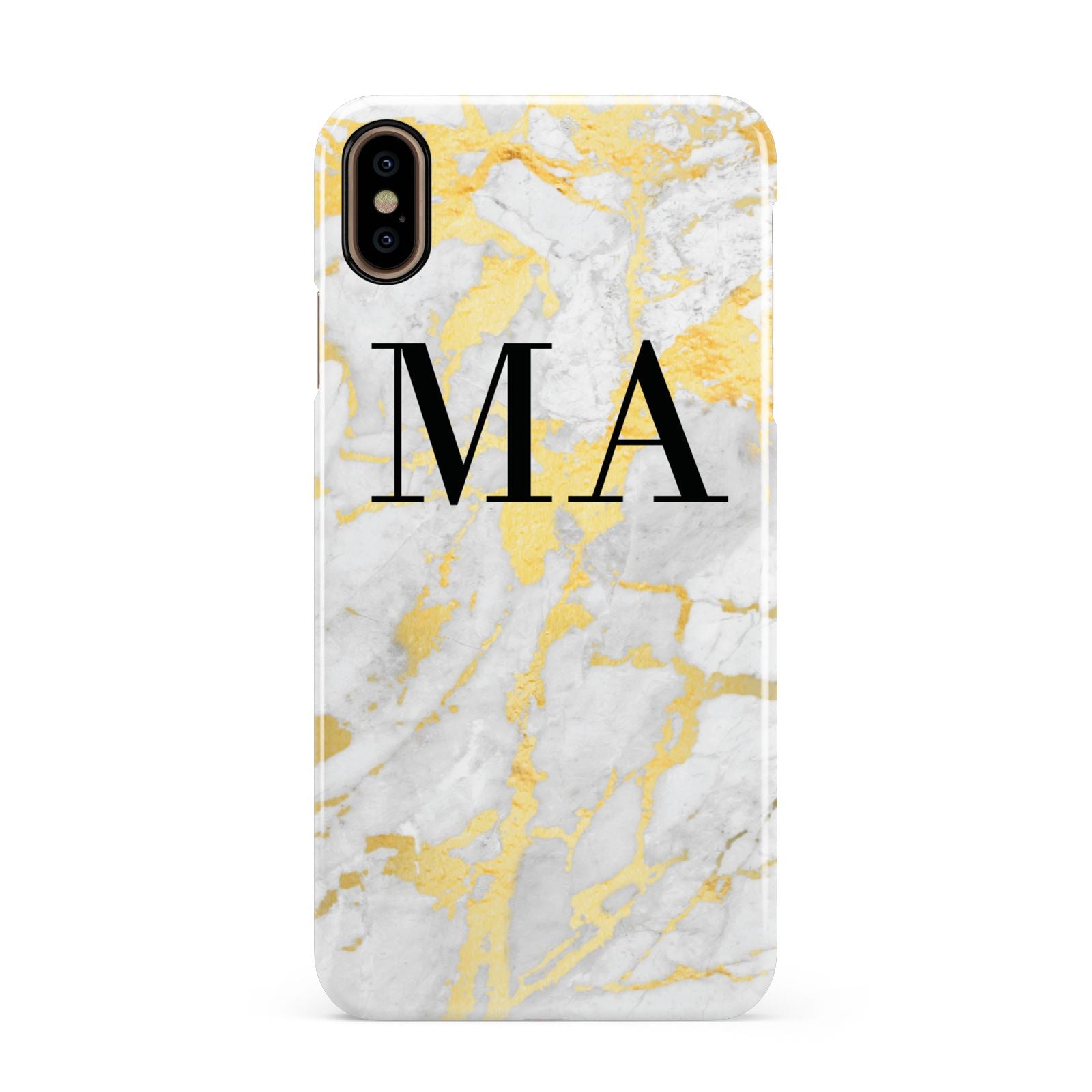 Gold Marble Custom Initials Apple iPhone Xs Max 3D Snap Case
