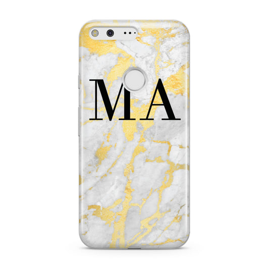 Gold Marble Custom Initials Google Pixel Case