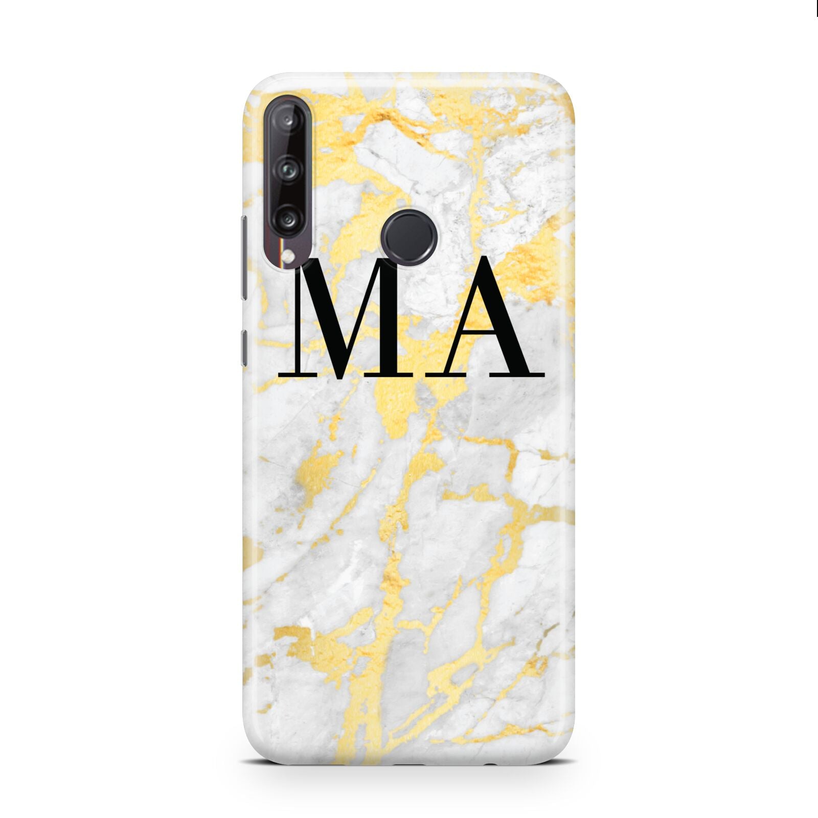 Gold Marble Custom Initials Huawei P40 Lite E Phone Case