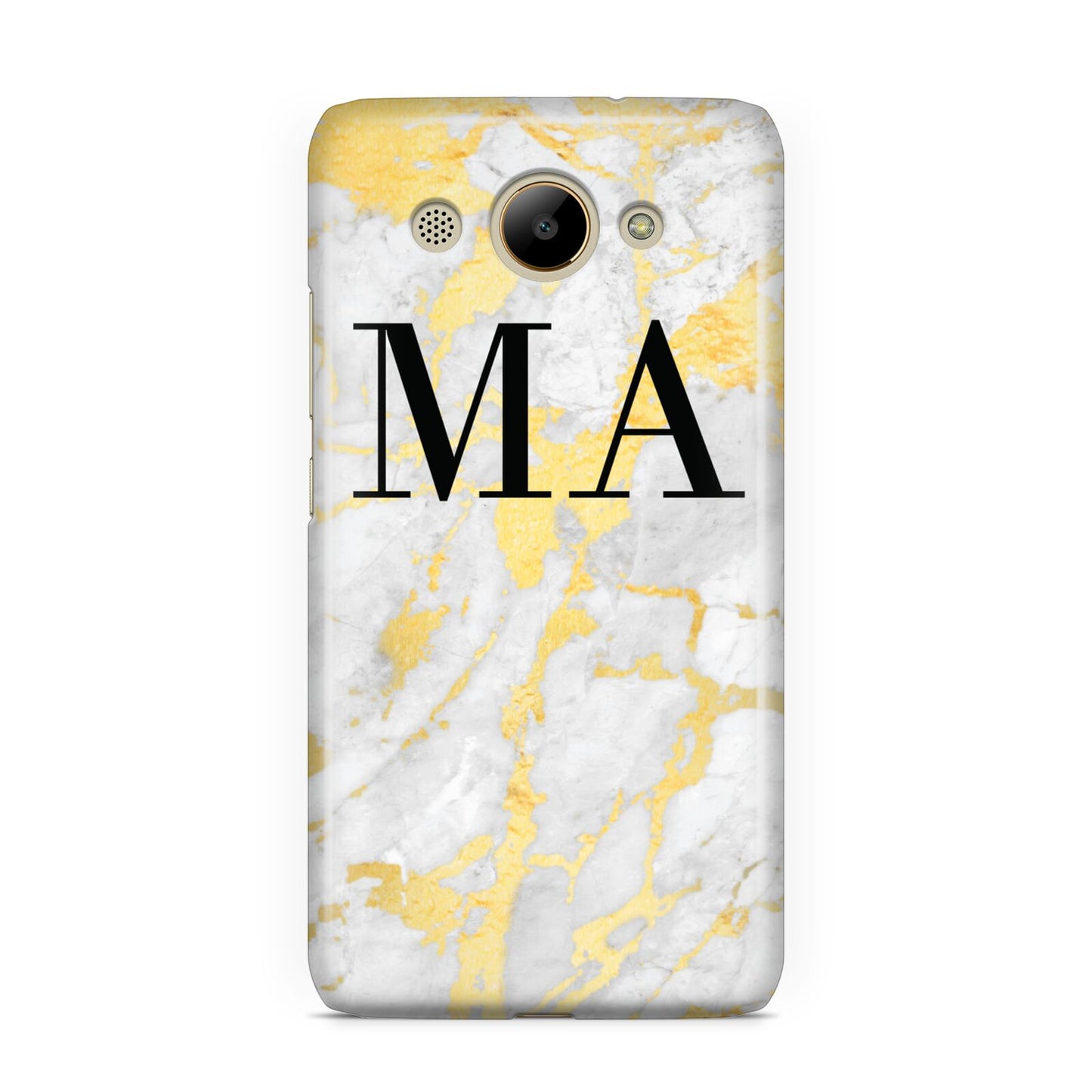 Gold Marble Custom Initials Huawei Y3 2017