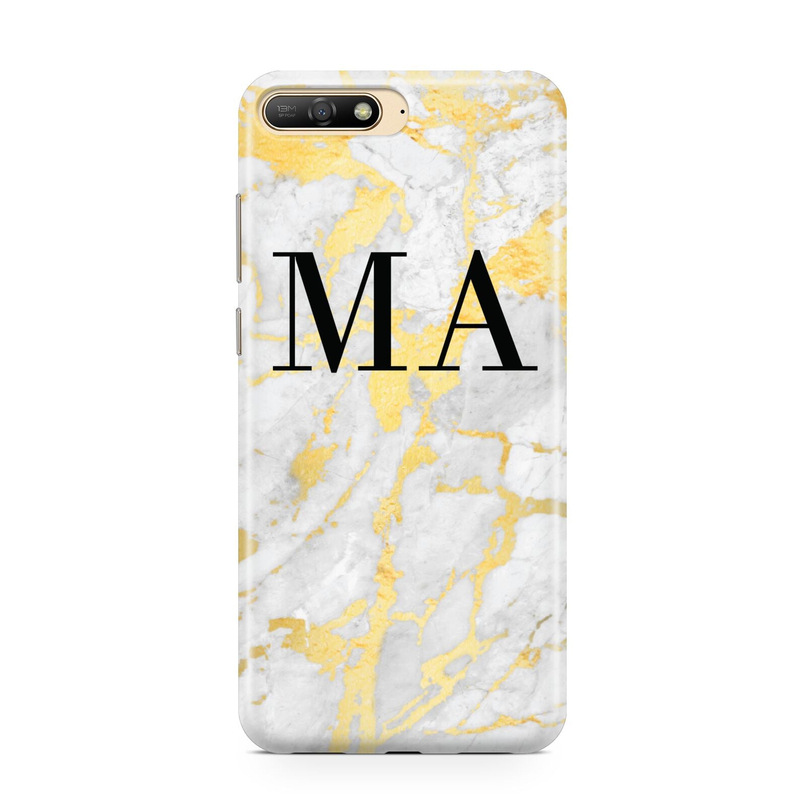 Gold Marble Custom Initials Huawei Y6 2018