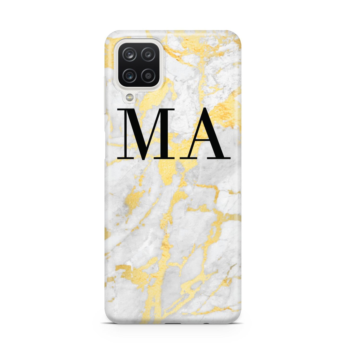 Gold Marble Custom Initials Samsung A12 Case