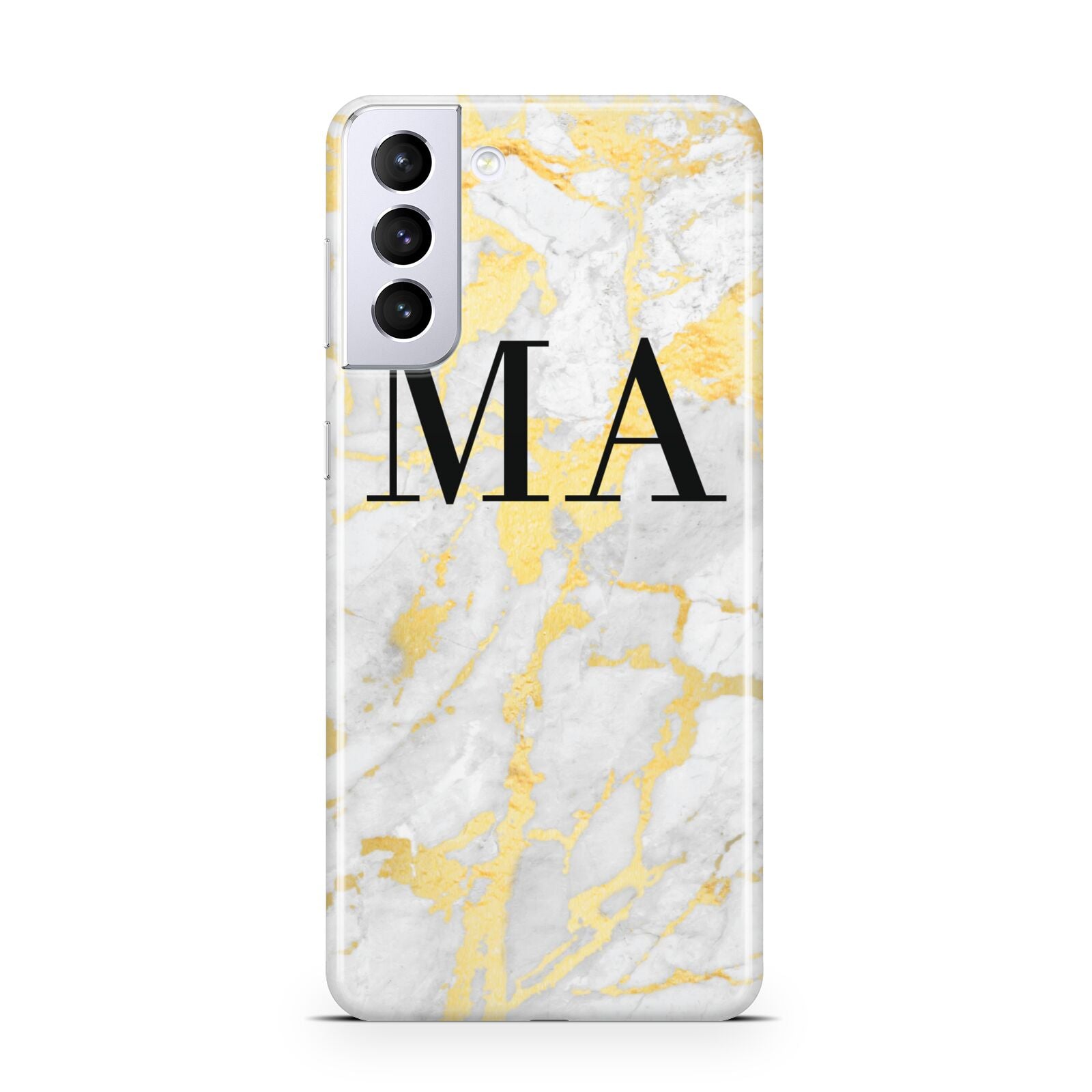 Gold Marble Custom Initials Samsung S21 Plus Case