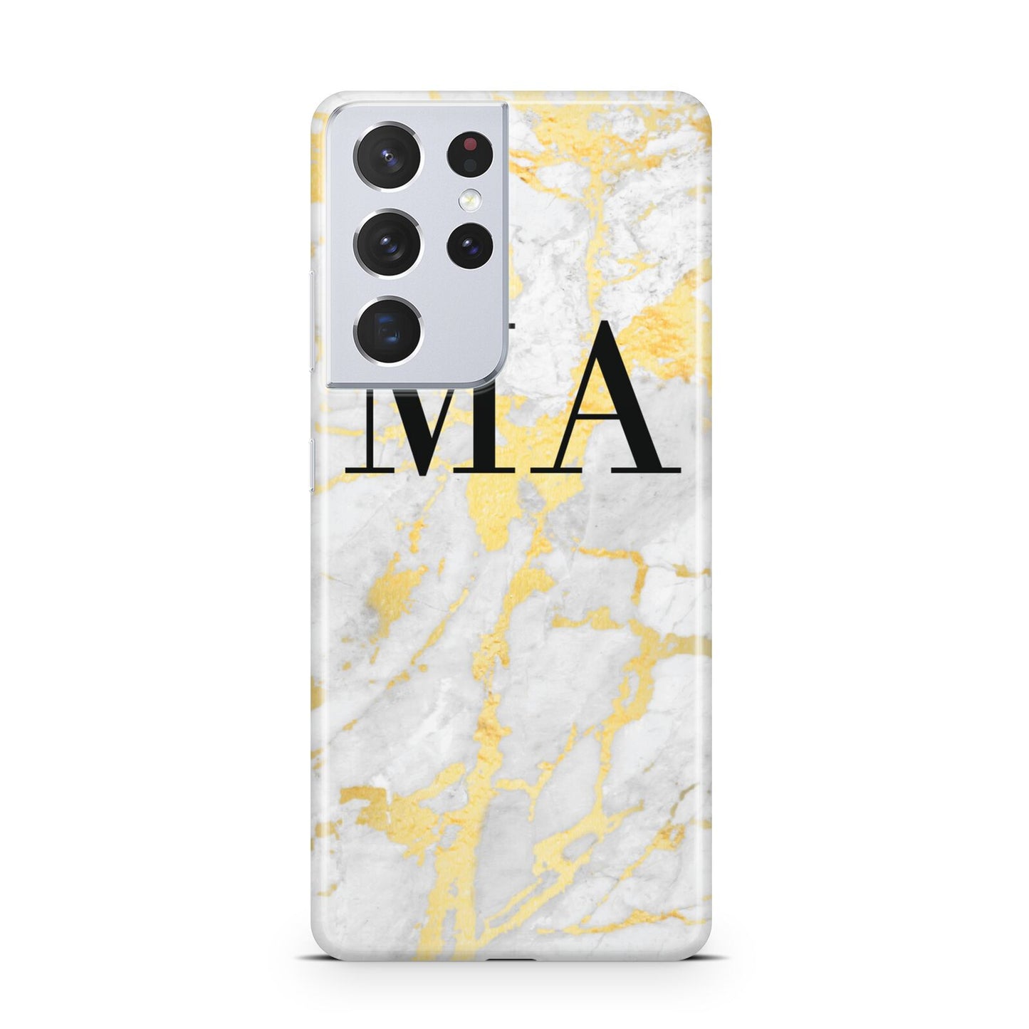 Gold Marble Custom Initials Samsung S21 Ultra Case