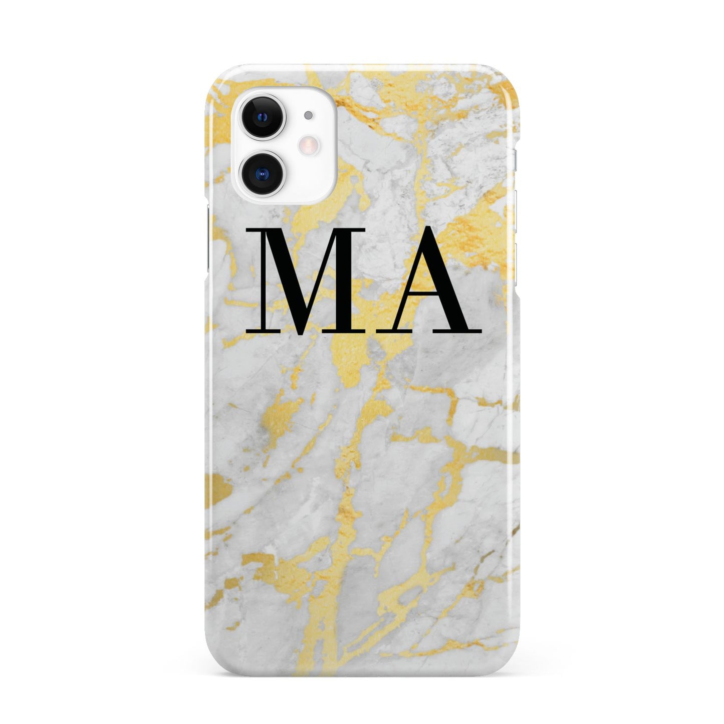 Gold Marble Custom Initials iPhone 11 3D Snap Case