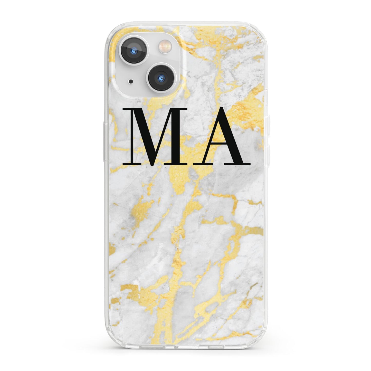 Gold Marble Custom Initials iPhone 13 Clear Bumper Case