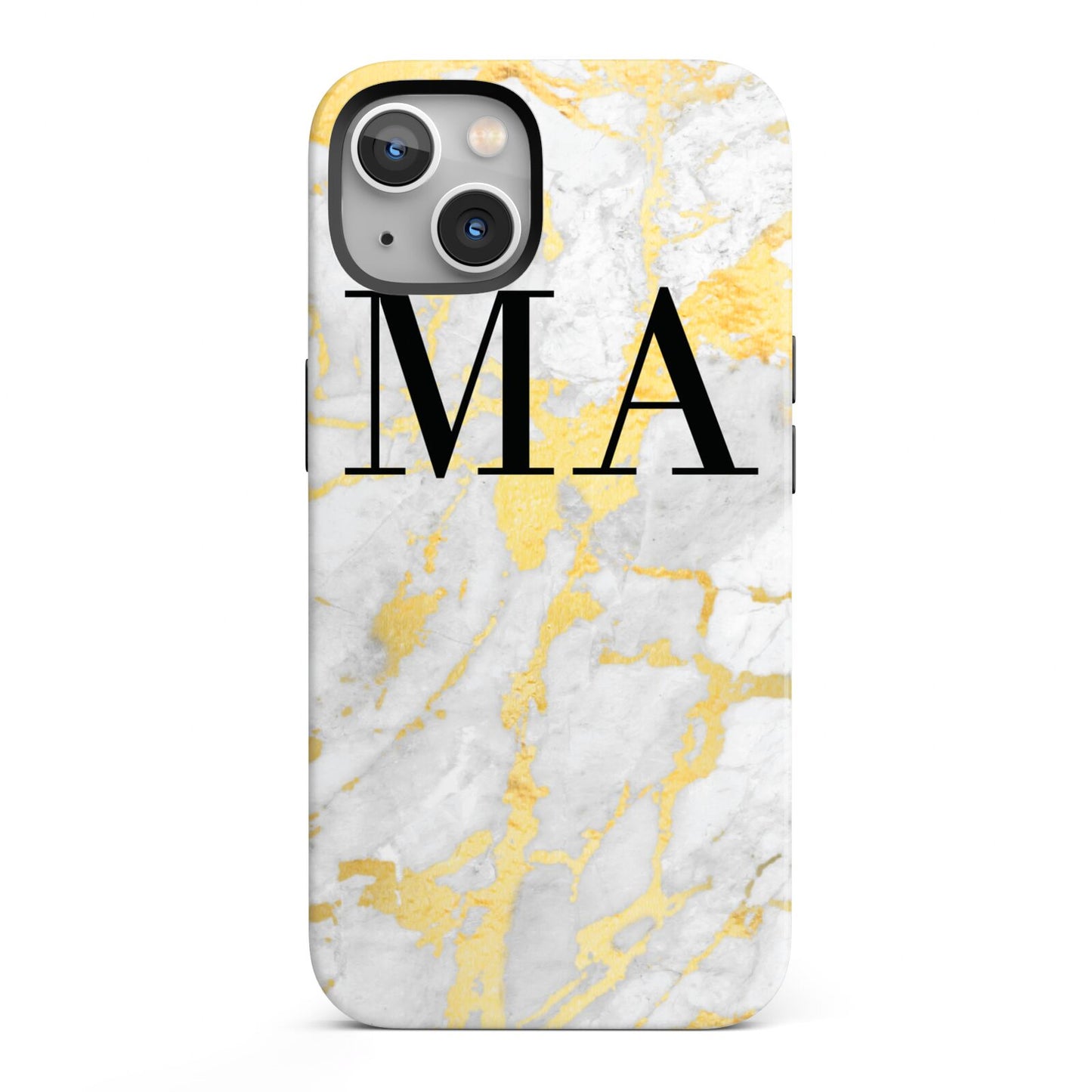 Gold Marble Custom Initials iPhone 13 Full Wrap 3D Tough Case